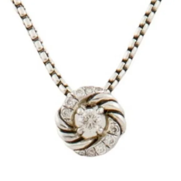 DAVID YURMAN DIAMOND STERLING SILVER 925 PETITE INFINITY PENDANT NECKLACE